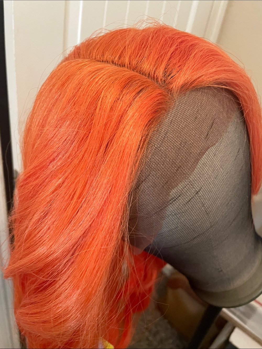 Vibrant Orange Women's Synthetic Lace Front Wig - Bold Orange Color